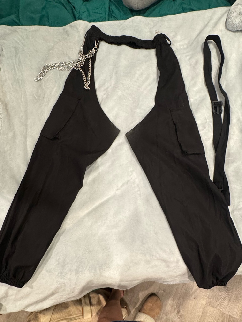 iHeartRaves Black assless chaps Pants with Chain Detail
